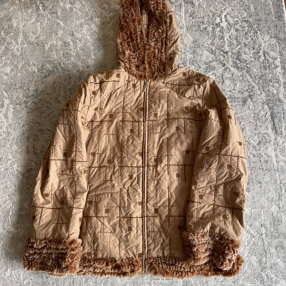 Jacket with real rabbit fur, size 12. Fits great, best offer takes.